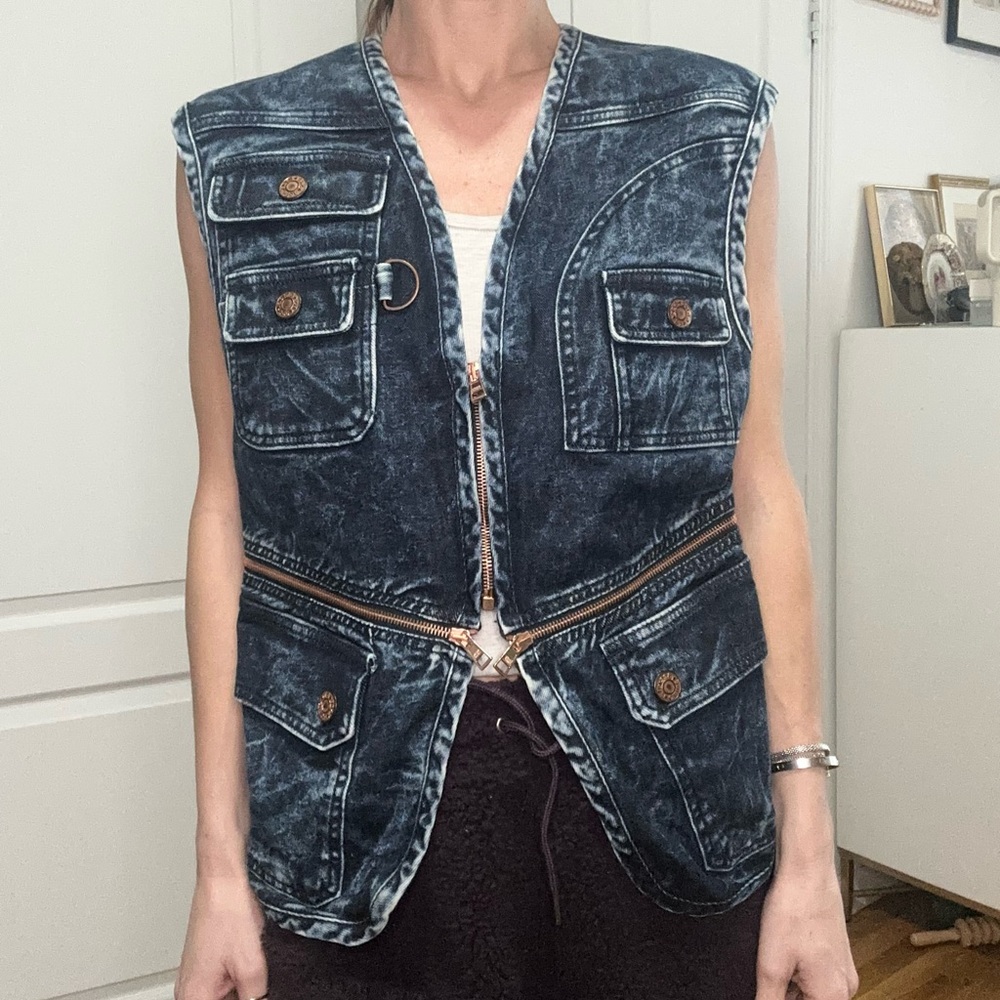 See By Chloe Blue and Brown Utility Vest